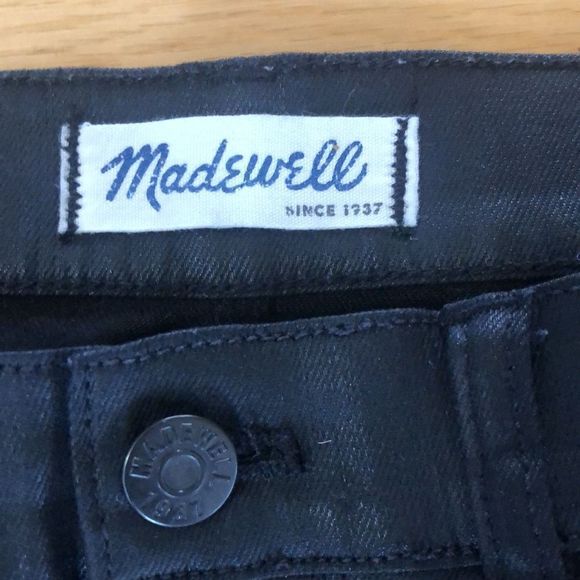Madewell Black Coated Skinny Skinny Coated Moto Jeans Size 28 - Picture 6 of 13